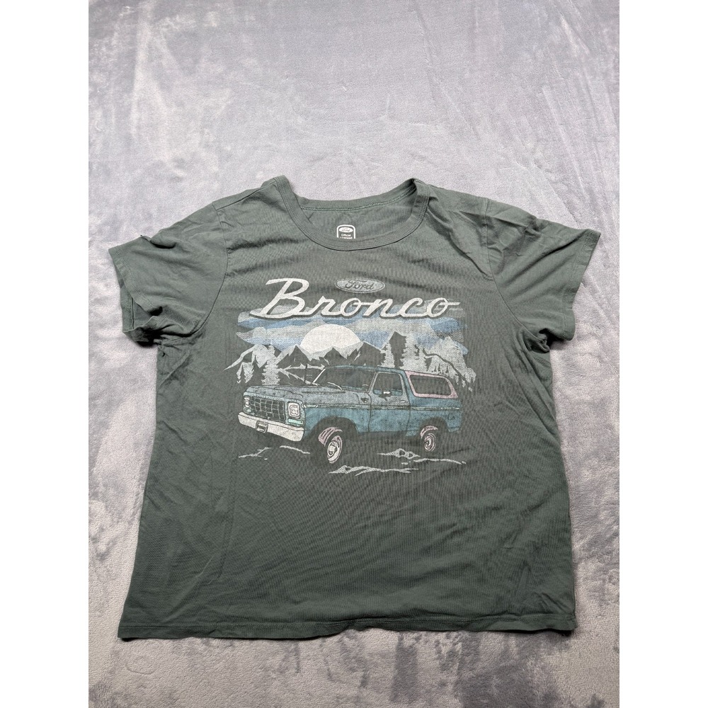 Hybrid Apparel Official Ford Bronco T-Shirt Women XL Dark Green Graphic Mountain